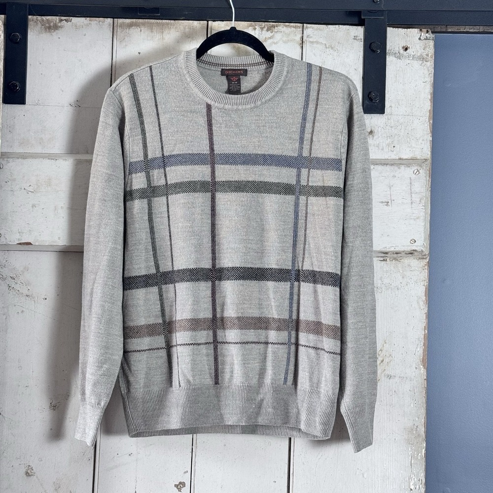 Dockers Men's Pullover Cardigan Sweater Size Med Business Casual Stretch‎ GUC